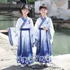 Traje infantil Hanfu Guoxue Performance Clothing para meninos e meninas alunos do ensino fundamental Três caracteres Sutra Writing Ceremony Performance Clothing