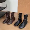 Botas Coreanas de Estilo Nuevo para Primavera/Otoño 2026, Elásticas Suaves, que Aumentan la Altura, Adelgazantes, para Mujer, Punta Redonda, Suela Plana, Suela Suave, Cómodas, Zapatos de Moda
