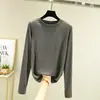 Camiseta Base de Modal Manga Larga para Mujer Corte Ajustado Ropa Interior Otoño Top Cuello Redondo Nuevo 2024 Primavera y Otoño Estilo Occidental