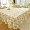 Faldón de Cama de Encaje 100% Algodón Pieza Única Verano Antideslizante Cubierta de Cama de Algodón Puro Estilo Faldón de Cama Estilo Princesa 1.5m/1.8m Cubierta Protectora