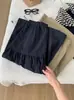 Falda Media Floral de Brotes Caqui Retro Japonesa para Mujer, Versión Coreana, Petite, Patchwork, Cintura Alta, Falda de Trabajo 100% Algodón, Otoño Transfronteriza