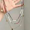 Collar de Cuentas Estilo Étnico Bohemio, Collar Personalizado de Múltiples Capas Colorido Apilado, Cadena para Clavícula de Diseño de Nicho para Mujer