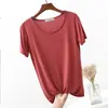 26 Nueva Camiseta de Verano de Modal con Cuello Redondo y Manga Corta Estilo Coreano Cómoda y Versátil Capa Base Top Básico de Color Puro