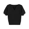 Blusas Femininas Novo Estilo Viagem Malha Fina Gola V Manga Curta Roupas de Verão 2026 Transmissão ao Vivo Dropshipping Distribuição