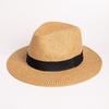 Sombrero de paja para hombre, sombrero de paja negro para exteriores, primavera y verano, resistente al sol, sombrero de playa, vacaciones, ala grande, parte superior plana, sombrero de paja Panamá
