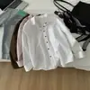 Camisa de Algodón Puro Holgada Estilo Coreano con Temperamento para Mujer Simple Color Sólido Tejido Solapa Bolsillo Camisa 26 Otoño Ropa de Abrigo para Vestir por Capas