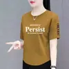 Comércio Exterior Transfronteiriço Último Estoque Grande Marca Etiqueta Cortada Camiseta Feminina Manga Curta Verão Tamanho Grande Top Solto Roupa de Mãe Cobertura da Barriga
