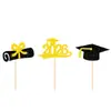 Temporada de formatura bacharel chapéu de formatura tema bolo cartão assar embalagem plug-in copo de papel sobremesa cartão decoração bandeira