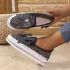 Mocassins Rasos com Laço de Strass para Mulheres, Estilo Coreano Outono 2025 Sapatos Slip-On Preguiçosos, Mocassins de Strass