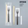 Cuchara Americana Desechable y Palillos Juego de Cuatro Piezas Paquete de Comida para Llevar Bibimbap Comida Ligera Cuchara Endurecida Rica Servilleta de Papel Palillo