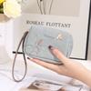 Cartera corta de exportación transfronteriza estilo coreano de cuero PU con cremallera estampada plegable, bolso de mano corto multifuncional, monedero para mujer