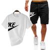 Traje deportivo informal de verano para hombre, con cuello redondo y manga corta, camiseta de algodón y manga corta, disponible en stock.
