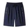 Pantalones cortos casuales de seda helada para hombre para el verano, pantalones elásticos de aire acondicionado, pantalones cortos deportivos de secado rápido para jóvenes de talla grande, pantalones ligeros en stock