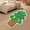 Serie Navideña de Alfombras de Imitación Cachemir con Formas de Dibujos Animados para Decoración de Dormitorio, Alfombrillas Antideslizantes y de Fácil Cuidado para Mesita de Noche con Copos de Nieve Navideños