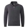 2026 Nuevo Suéter de Punto para Hombre de Invierno con Media Cremallera, Punto Trenzado Vintage, Cuello Alto, Ropa de Punto, Talla Grande, Camiseta Básica Casual