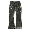 Jeans Largos Casuales Sueltos de Mezclilla con Parches de Graffiti Gal Splash-Ink y Rasgaduras
