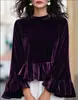Amazon 2026 Outono/Inverno Mais Vendido Gola Redonda Cor Sólida Versátil Manga Flare Manga Longa Babado Top Cropped Feminino