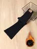 Jeans Acampanados Negros Ajustados con Forro de Felpa para Mujer, Novedad Otoño e Invierno 2025 de Cintura Alta Elásticos Adelgazantes Pantalones Acampanados Hot Girl