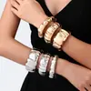 Pulseras Europeas y Americanas Transfronterizas, Lujo Ligero y Gama Alta para Mujer, Diseño de Aleación Brillante Electroplateada, Manos Onduladas Geométricas Plegadas