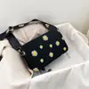 Bolso Cruzado Estilo Coreano Transfronterizo para Mujer, Moderno y Versátil, Bolso Cuadrado Pequeño Fresco con Correa Ancha, Bolso de Hombro Nuevo de Moda con Margarita
