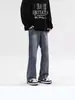 Jeans Masculino Americano High Street Primavera e Outono Piquet Bonito Tendência Retro Marca Draping Perna Reta Calça Longa Perna Larga Calça Cargo