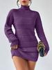 Vestido de Tricô Gola Alta Meia Europeu e Americano Outono Inverno Comércio Exterior Transfronteiriço Moda Feminina Cor Sólida Versátil Sexy Saia de Quadril
