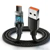 Cable de Datos Tipo C de Carga Súper Rápida de 120W Totalmente Compatible con Pantalla Digital y Soporta Pantalla LED con Visualización Digital de Potencia en Tiempo Real