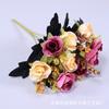 Fábrica direta 10 cabeça simulação de duas cores rosas decoração de casa decoração de mesa flores falsas casamento flores de casamento