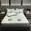 Lujo Ligero Jacquard Carbón Hielo 900D Sábanas Colchonetas Suaves Refrigeradas Clase Amigable con la Piel Transpirable Lavables a Máquina Colchoneta de Seda de Hielo para Dormir Desnudo