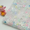 Tecido Bordado Borboleta Flor Lantejoula Malha, Tecido de Bordado para Traje Tradicional Chinês Xiuhe