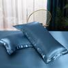 Funda de Almohada de Seda Imitada Lavada de Doble Cara para Comercio Exterior Transfronterizo Satén de Rayón Seda de Hielo Satén Color Sólido Cubierta de Almohada de Seda Imitada