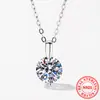Collar Colgante Popular S925 de Plata Transmisión en Vivo Collar de Moissanita Clásico Simple Moissanita de 1 Quilate Color D Cadena Clavícula