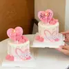 2026 Festival Qixi Feliz Aniversário Decoração de Bolo Acrílico em Formato de Coração Topper Casal Confissão Coração de Amor Vela Inserível
