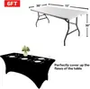 Mantel spandex para cocina de 6 pies aproximadamente 1.8 metros negro lavable resistente a las arrugas elástico rectangular mantel para patio actividades