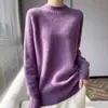 Prenda de punto gruesa de alta densidad transfronteriza, suéter de cuello semi-alto, corte ajustado, tridimensional, suéter de lana de una sola hebra para mujer, 100% cálido