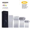 Juego de cuchillos, tenedores y cucharas de acero inoxidable de Amazon, 16 piezas, chapado en oro, color negro, caja de regalo occidental, juego de vajilla de 24 piezas