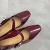Zapatos Mary Jane de Charol Simples y Versátiles con una Sola Correa, Adecuados para el Trayecto Diario, Zapatos de Abuela con Tacón Grueso para Combinar con Faldas, Zapatos Bajos de Charol Estilo Hada para Mujer