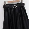 Z Estilo Europeu e Americano Transfronteiriço 2025 Nova Moda Elegante Roupas Femininas Atacado Cor Lisa com Cinto Saia 3046425