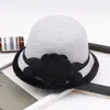 Novo Chapéu de Pescador de Lã Moda Britânica Elegante Socialite Chapéu Balde Moda Versátil Flor Cortada Chapéu de Feltro