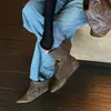 Botas Chuyuji retro de correa elástica apiladas con aumento interno de altura, botines Chelsea para mujer, botas de vaquero occidentales