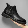 Botas masculinas Chelsea de cano alto botas de negócios Inglaterra retrô Botas Martin zíper lateral botas únicas uma geração de cabelo