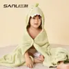 Bata de Baño con Capucha de Dibujos Animados Sanli para Niños, Manta de Coral Absorbente, Bata Portátil para Bebé, Toalla Envolvente