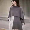 Estilo Nuevo de Otoño 100% Lana Pura Chal Prendas Exteriores para Mujer Patrón Suelto Cardigan de Punto Blusa Capa Bufanda