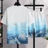 Camisa Ropa Menos Verano Nuevo Hombres Degradado Moda Casual Juventud Moda Deportiva Comercio Exterior Pantalones Cortos Conjunto de Dos Piezas