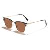 Rain Gafas de Sol Nuevas de Metal con Marco Cuadrado para Cejas para Hombre, Gafas de Sol de Estilo Clásico de Negocios Europeo y Americano