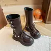 Botas de Dos Vías para Niña Otoño 2026 Estilo Academia Otoño Zapatos de Piel para Niños Botas de Moda para Niños Medianos y Grandes Botas Individuales
