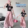 Conjunto de Jazz para Niñas 2026 Verano Nuevo Camiseta de Manga Corta y Pantalones Cargo para Niños Mayores Desfile de Moda Street Dance Atuendo de Moda