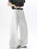 Pantalones cargo de guadaña caqui deconstruidos para hombre, marca de tendencia estilo americano de primavera, corte holgado, versátiles, rectos, pierna ancha, casuales, largos.