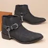 Amazon Botas Vaqueras del Oeste Americano para Hombre Botines Chelsea de Gamuza Estilo Punk Hebilla de Cadena Botines Tobilleros - 25410
