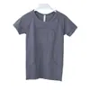 Camiseta de punto para mujer, manga corta fina de verano, color liso, ajustada, versátil, con caída, transpirable, sencilla, holgada
